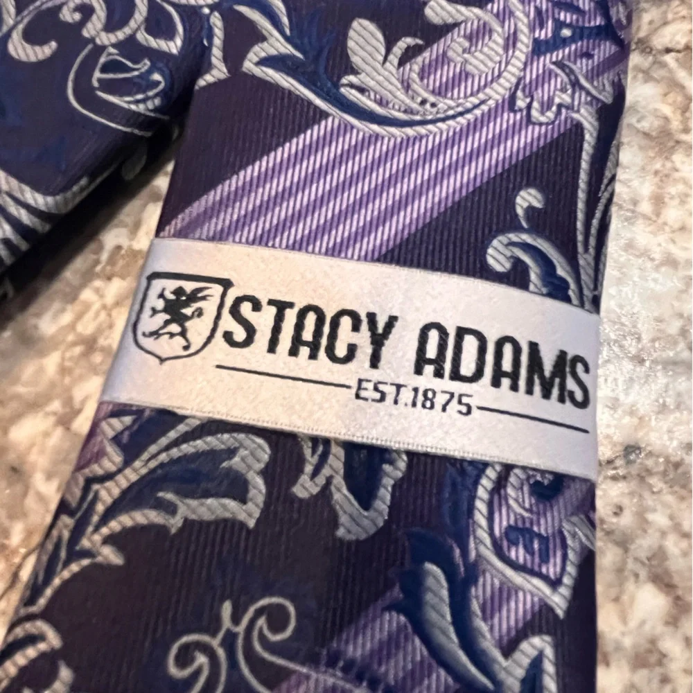 Stacy Adams tie men’s purple Paisley print patterned NWT work office formal